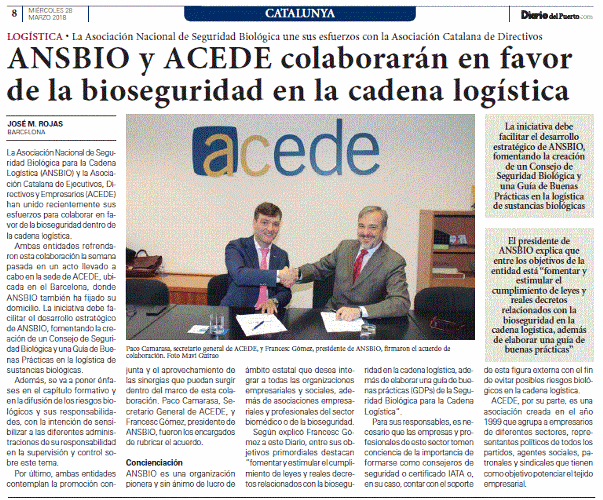 Acuerdo de ANSBIO y ACEDE